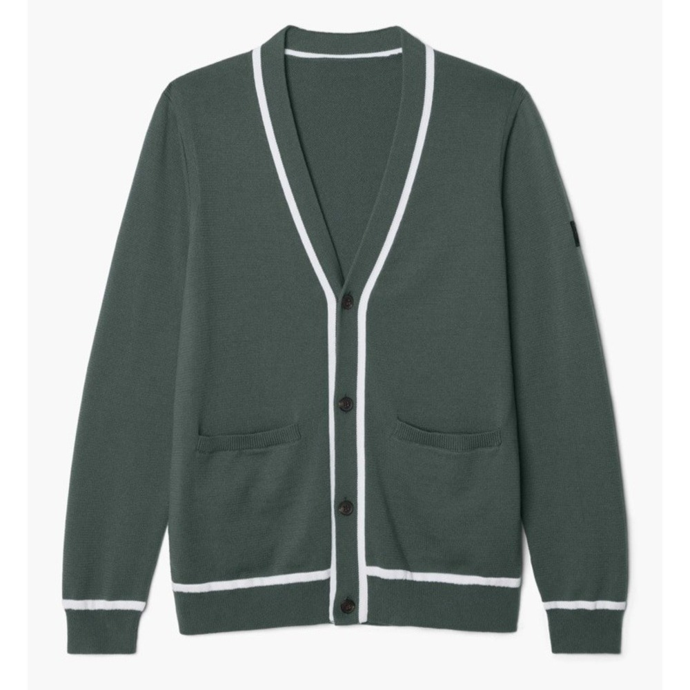 Rhone Earl Golf Cardigan Sweater Men's M Tidal Green White Collegiate Preppy NWT